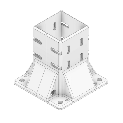 33-9090-0 MODULAR SOLUTIONS FOOT<br>90MM X 90MM (4) SIDED FOOR W/12MM FLOOR ANCHOR HOLES